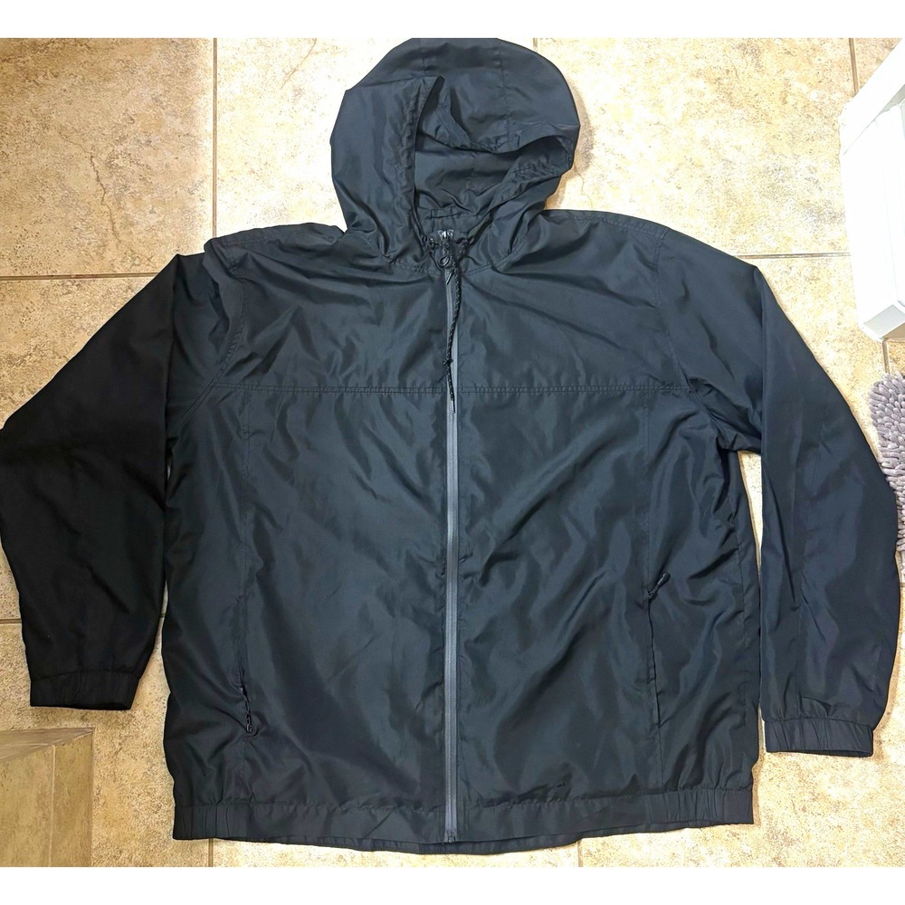 Goodfellow & Co Water Resistant Black Hooded Windbreaker Jacket Men's 3XLT Tall